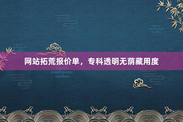 网站拓荒报价单，专科透明无荫藏用度